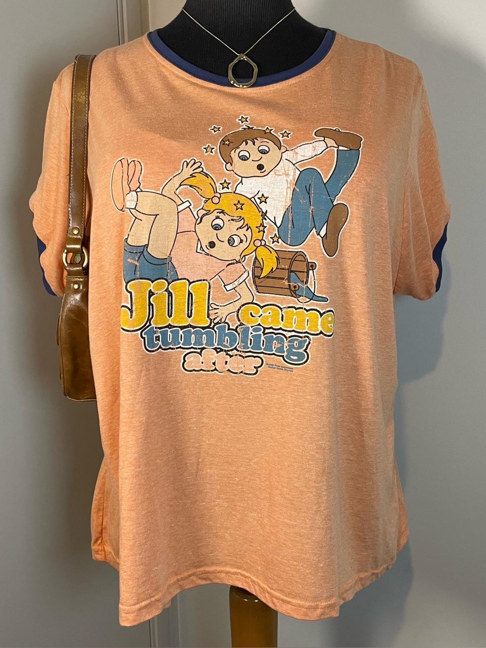 Y2K Dead Stock Plus Size 3X Funny Jack and Jill Graphic Ringer Tee Shirt